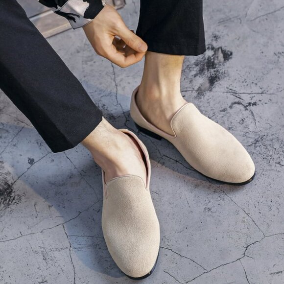 Santimon Mens US 8, 11 Beige Suede Casual Plain Loafers for Formal Occasions Wed - Picture 11 of 13